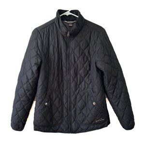 Eddie Bauer Jacket Women's MEDIUM Quilted Puffer Full Zip Lightweight Black